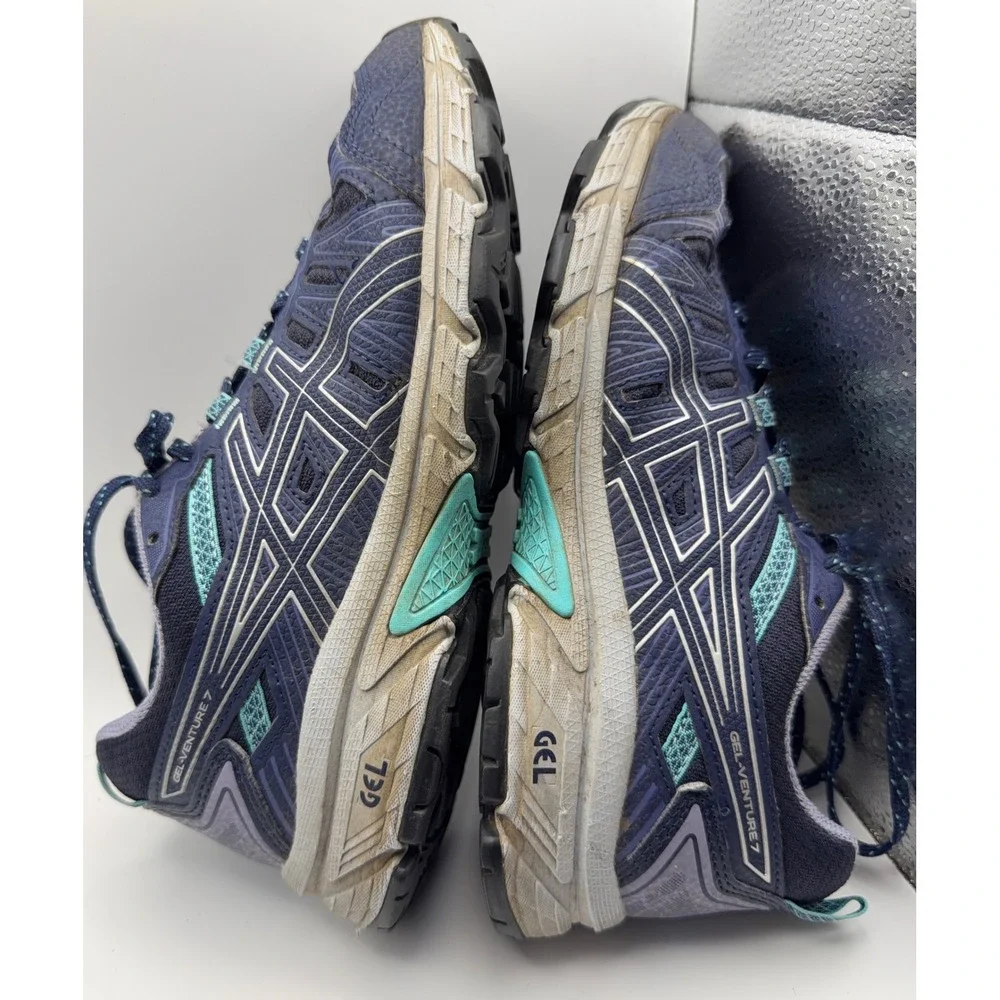 Asics Gel-Venture 7 Trail Running Shoes Womens 6.5 Wide Navy Blue Good 1012A477
